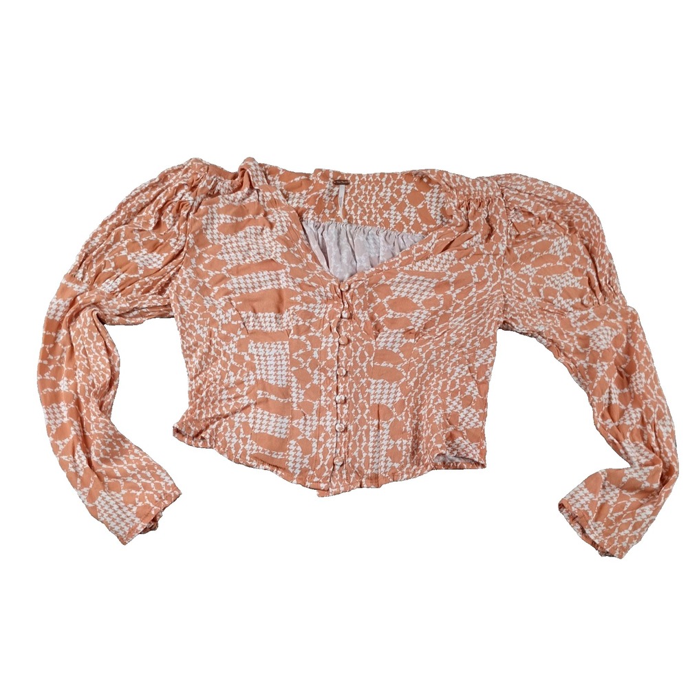 Free People Sweet On You Printed Button Up Shirt Blouse Size XS Womens NEW Boho